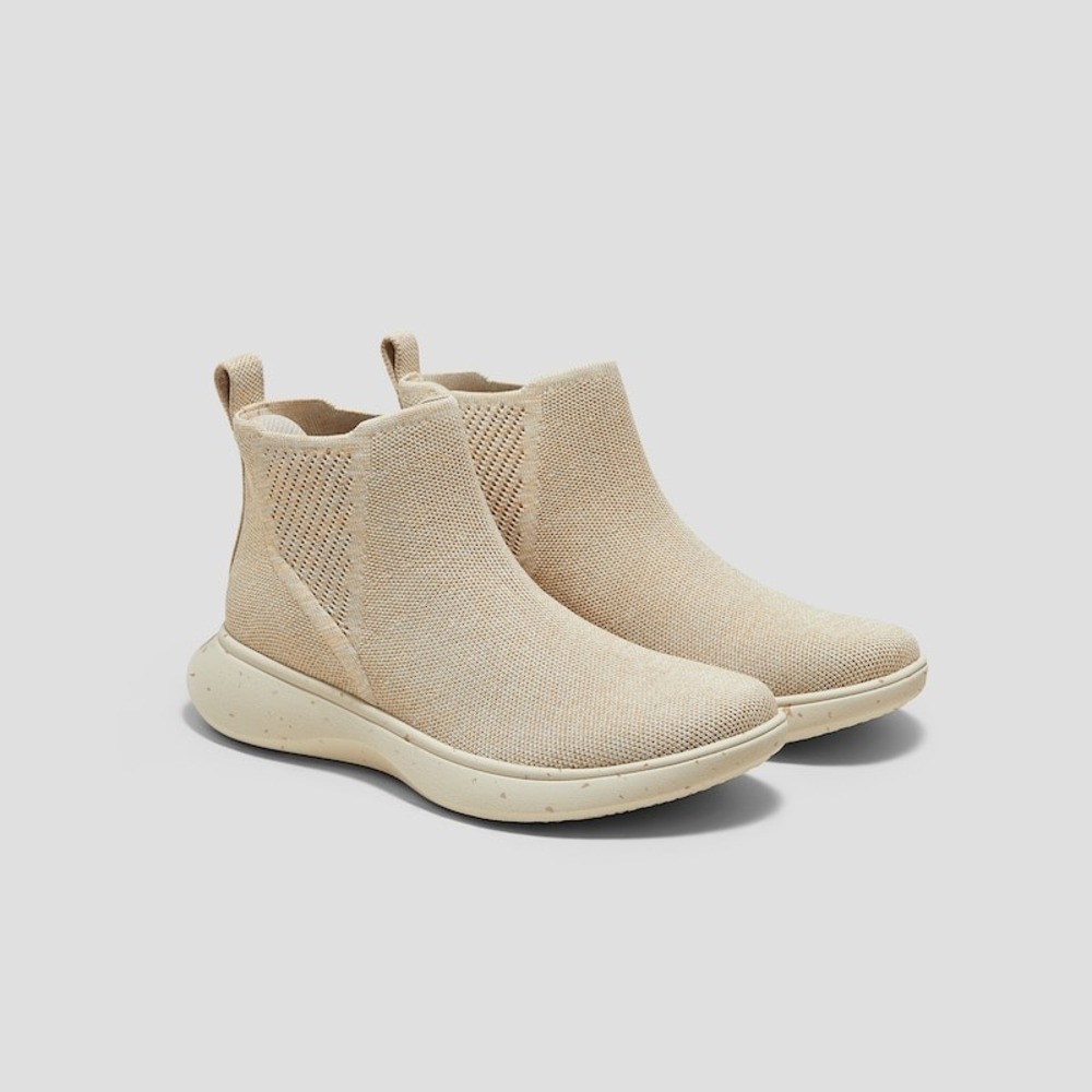 Vivaia‎ Beige Knit Chelsea Boots Wate Repellent Slip On Ankle Booties Size 8